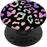 Rainbow Leopard Cheetah Black PopSockets Adhesive PopGrip