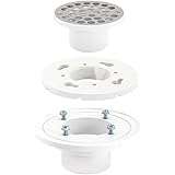 EZ-FLO 2 Inch x 3 Inch PVC Low Profile Floor and Shower Drain, Stainless Steel Grid, 15301