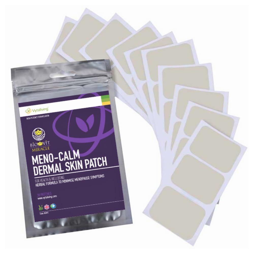 VYTALIVING Biovit Miracle Meno-Calm Dermal Skin Patches for Women (Pack of 30) Relief Patches Women - Relieve Menopausal and Perimenopausal Symptoms. Hot Flushes, Fatigue, Mood.