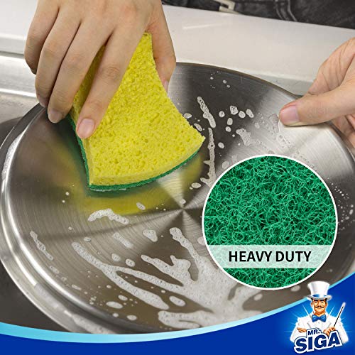 MR.SIGA Heavy Duty Cellulose Scrub Sponge, DualSided Dishwashing