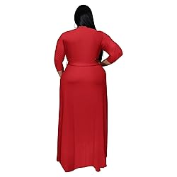 Runwind Plus Size Dress for Women 3/4 Sleeve V Neck