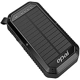 Solar Charger, Epai 8000mAh Portable Solar Power Bank Waterproof 3-Port USB Solar Panel Charger With 21LED Light Carabiner For Emergency Outdoor Camping for cell phone,iPhone,iPad, Android Black