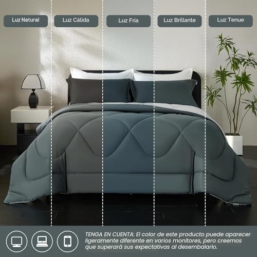 beeweed Duvet Filling 240 x 260 cm for 180 cm Bed, Reversible Fibre Duvet Oeko-Tex Fibre, 300 g/m² in 100% Soft Microfibre, with 2 Pillow Cases