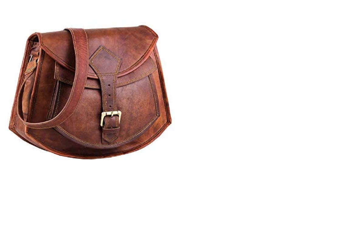 OVERDOSE Spot On Small Leather Purse For Women Shoulder Bag Crossbody Satchel Ladies Travel Purse Genuine Leather Brown - 7 x 9 Inches I 18 X 23 CM