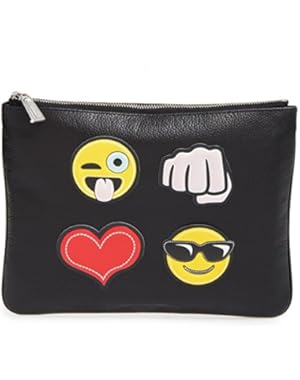 Crazy Emoji Sticker Set & Clutch - Black