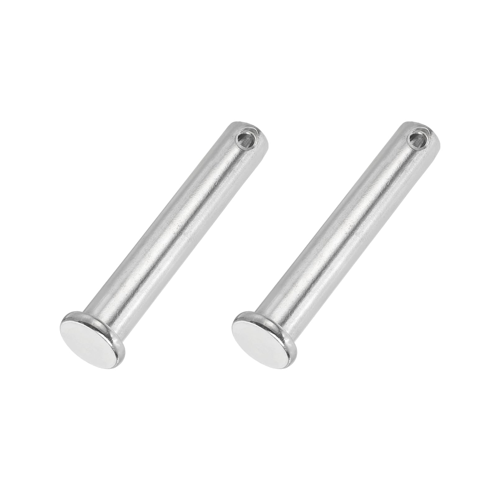 PATIKIL 12 x 70 mm Single Hole Clevis Pins, 2 Pcs 304 Stainless Steel Flat Head Pin for Hitch Pin Lock Link Hinge Systems, Silver