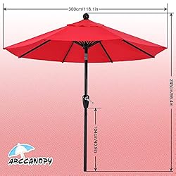 ABCCANOPY Durable Patio Umbrellas 10' Red