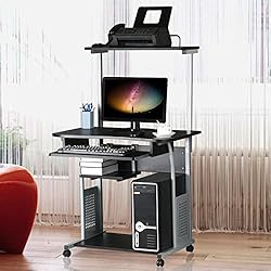 Topeakmart 3 Tier Computer Desk with Printer Shelf