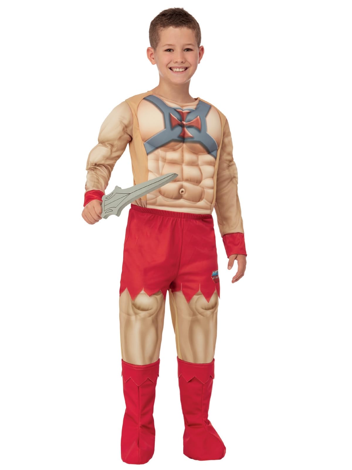 He-Man Childs Costume with EVA Chest, Iconic Muscular Jumpsuit with EVA Chest & Cape, Become the Master of the Universe with this Official License Outfit, Ideal for Costume Parties & Comic Con