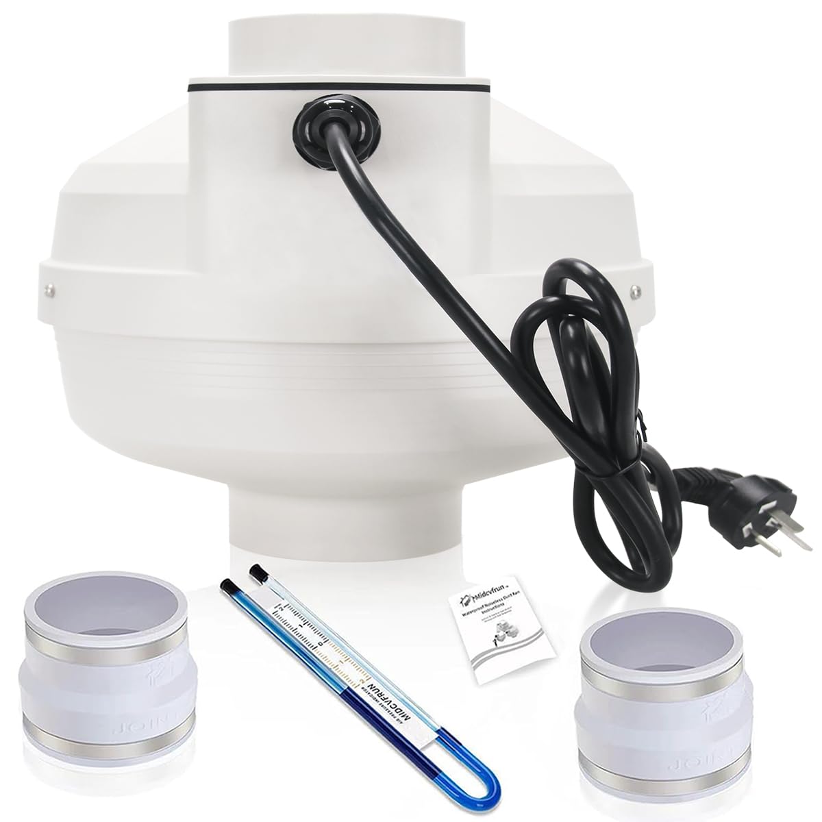 Photo 1 of MIDCVFRUN 4 inch Radon Fan Installation Kit -Radon Mitigation System Kit with Rubber Couplers (4 inch x 4 inch) and Air Pressure Indicator Indoor Outdoor IP67 Waterproof