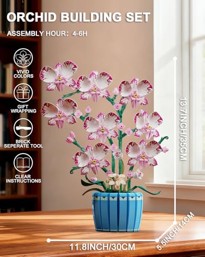 TYCOLE Orchidea Set da Costruire, 779 Fiori Artificiali Botanicals Decorazione Casa Ufficio, Regalo Bambini Adulti Adolescenti, Compleanno, Natale, San Valentino