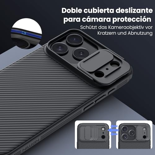 Nillkin Magnetic Case for iPhone 17 Pro, with Sliding Camera Cover, Slim Protective Case Compatible with iPhone 17 Pro 6.3 Inches, (Black)