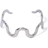 Fullpop Gold Bracelets for Women Trendy, Dainty 14K Gold Plated Cuff Bracelets Adjustable Gold Bracelets Adjustable Stainless Steel Bracelets for Women Couples Bracelets Christmas Gifts for Her