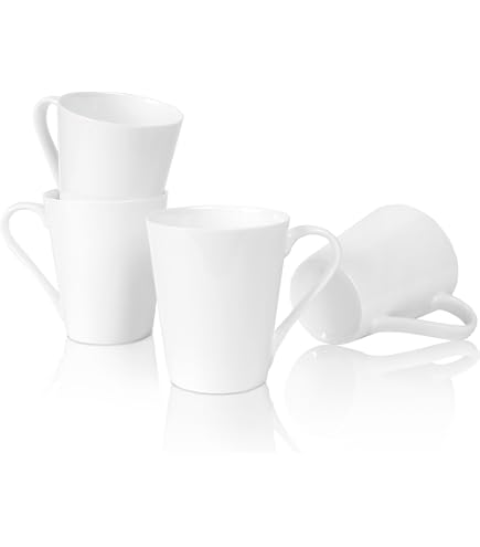 Amazon.com | Fine Bone China White Coffee Mugs, 16 oz Large Capacity, Set  of 4 Tea Cups, Thin Thickness and Light Weight, Comfortable to Hold,  Microwave and Dishwasher Safe: Coffee Cups & Mugs