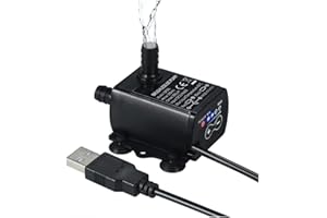 Decdeal Submersible Water Pump Aquarium Fountain with Flow Adjustment Function and USB Interface, DC 5V 4.8W 300L/H Lift 300c