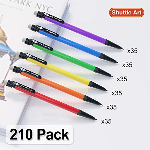 Mechanical Pencils, Shuttle Art 210 Pack Bulk Mechanical Pencils 0.7mm