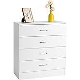 Karl home 4 Drawer Dresser for Bedroom, Small Chests of Drawers Modern Nightstand, White Dresser Chest with 4 Storage Drawers