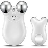Facial Massage Roller Device, Dual-Head Design with LED Light Therapy, Electric Beauty Tool for Skin Care, White