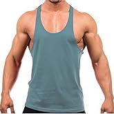 YAKER Men's Gym Tank Tops Y-Back Workout Muscle Tee Athletic Workout Fitness Vest T-Shirts