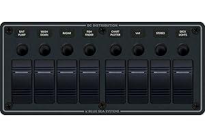 Blue Sea Systems 8371 Water Resistant Circuit Breaker Panel 8 Position-Black