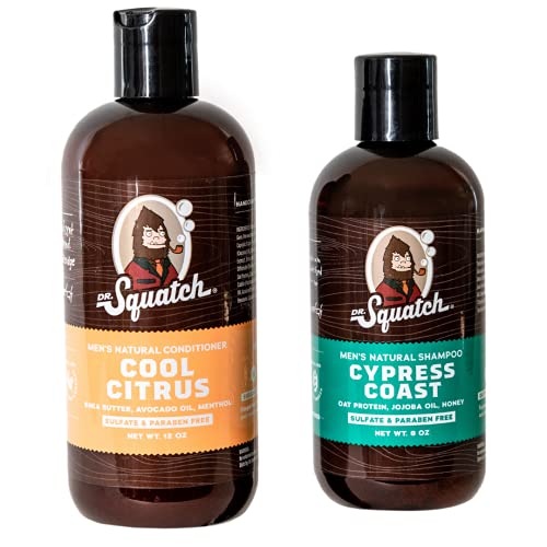 Dr. Squatch Citrus & Cypress Men's Shampoo + Conditioner Hair Bundle Keeps Hair Looking Full