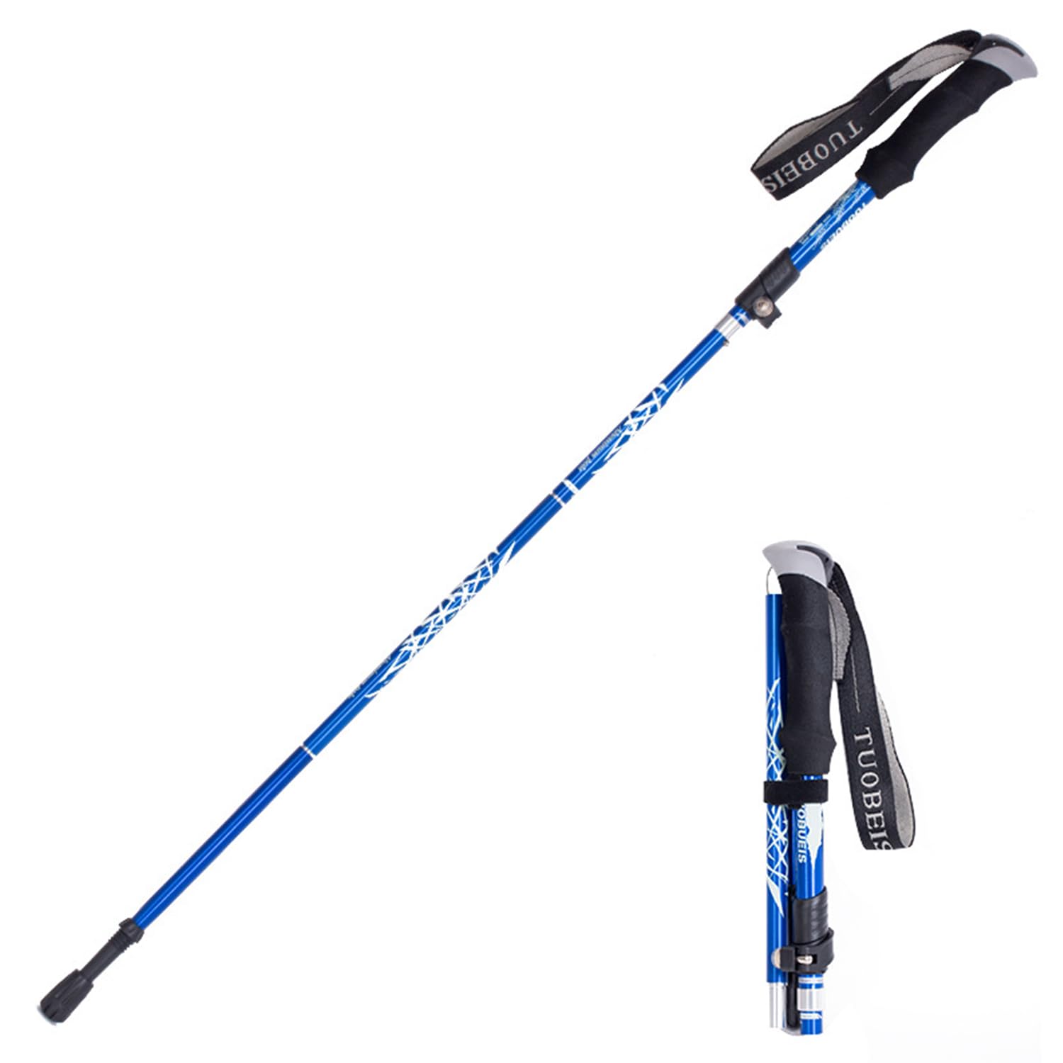Hiking Walking Trekking Pole - Lightweight Aluminum Ergonomic EVA Handles, Telescopic, Collapsible, Ultralight For Hiking, Camping, Mountaining, Backpacking, Walking With Anti-shock (Navy)
