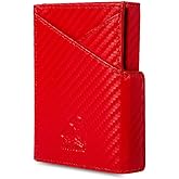 BULL GUARD Trifold RFID Blocking Front Pocket Wallet for Men, Secured Card Slots & Coin Pocket with Magnetic Closure, Durable & Modern Leather Design in Carbon Red Passion