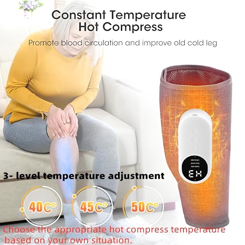 Beauenty Leg Massager for Circulation and Pain Relief,Heated Foot and Calf Compression Sleeve,Adjustable Muscle Massager with 3 Intensities,3 Modes,Easy to use,Restless Legs Syndrome Relief(1Pcs)