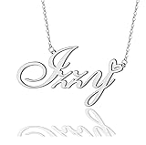 AOLO Izzy Heart Name Necklace Silver Stainless