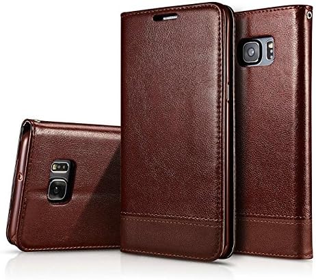Galaxy S7 Edge Case , S7 Edge Wallet Case , Hoosam(TM) PU Leather Wallet Case Slim Card Slots [Hand Strap] with Kickstand [Magnetic Flap] Flip Case Cover for Samsung Galaxy S7 Edge (Dark Brown)