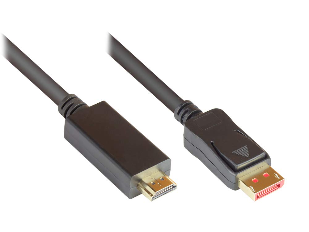 Good Connections Premium DisplayPort 1.4 to HDMI 2.0 Connection/Adapter Cable - 4K / UHD @ 60 Hz - Adapter Cable - Triple Shielding, Gold-Plated Contacts - Copper Conductor - Black - 10 m