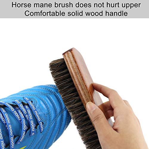 Shoe Shine Tool Set, 100 Brown Solid Wood Horse Hair Shoe Brush, Long