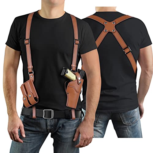 Shoulder Holster Pvnoocy Vertical Gun Holster, Adjustable Leather Gun