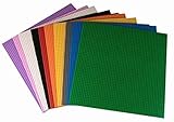 Classic Baseplates for Building Bricks by Strictly Briks | 100% Compatible with All Major Brands | Create Building Tables, Mats and More! | 10 One-Sided Baseplates in 10 Colors (15.75