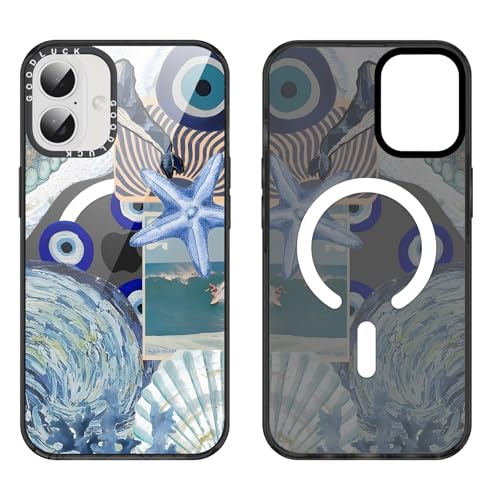 Magnetic Transparent Case for iPhone 17 6.3", Ocean Starfish Seashells Collage Aesthetic Pattern, Cute Clear Phone Cover Girly Design, Compatible with MagSafe, Soft TPU Summer Shell for iPhone 17 at Amazon