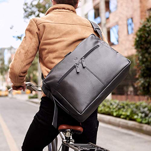 Capra Leather Shoulder Bag, Black Handmade Satchel for Men, Crossbody Messenger Travel Bag, Large Laptop Computer Carry On Courier. Mens Gift