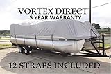 BRAND NEW VORTEXGREY/GRAY 20' ULTRA 3 PONTOON/DECK BOAT COVER, HAS ELASTIC AND STRAPS FITS 18'1" TO 19 TO 20 FT LONG DECK AREA, UP TO 102" BEAM (FAST SHIPPING - 1 TO 4 BUSINESS DAY DELIVERY)