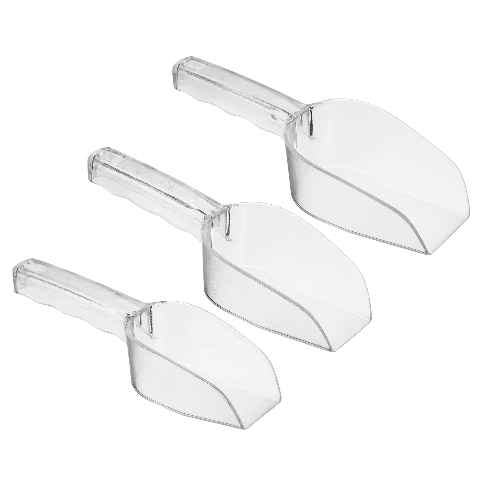 PATIKIL Ice Scoop, 3 Pack PC Plastic Small Ice Maker Flour Cereal Sugar Utility Handle Shovel for Home Kitchen, Clear