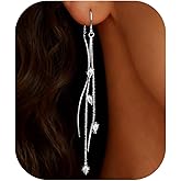 SPORCLO Dangle Earrings for Women 14k Gold Plated Drop Earrings Surgical Stainless Steel Threader Earring Hypoallergenic Trendy Chain Long Dangling Minimalist Jewelry Gift Non Tarnish