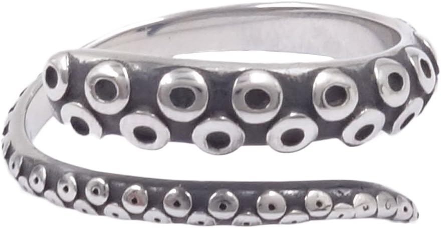 Antique Unisex Stainless Steel Octopus Tentacle Ring Size Adjustable