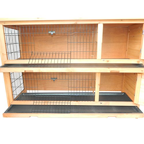 PawHut 54" Raised Compact Dual Outdoor Wooden Rabbit Hutch Small Animal
