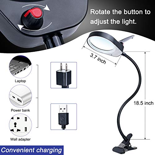 5X Magnifying Lamp with Clamp Dimmable LED Magnifying Glass Lamp