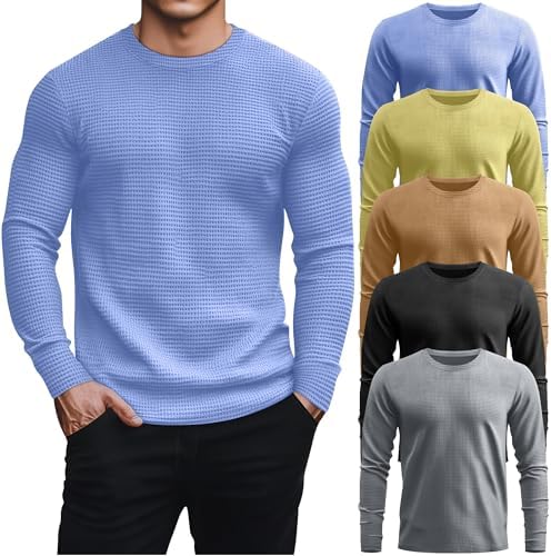 August Alley 4 Pack Men's Cotton Thermal Long Sleeve Shirts Ribbed