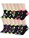 Women Low Cut Ankle Socks Colorful Patterned 12 Pairs Fun Athletic No Show Socks