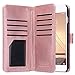 ULAK iPhone 6 Plus Case, iPhone 6s Plus Wallet Case, Hybrid Flip PU Leather Cover with Multi Card Slots Holders Wrist Strap for Girls Women, Rose Gold