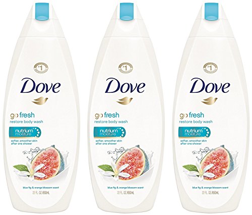 Dove Body Wash - Go Fresh - Restore - With Blue Fig & Orange Blossom Scent - Net Wt. 22 FL OZ (650 mL) Per Bottle - Pack of 3 Bottles