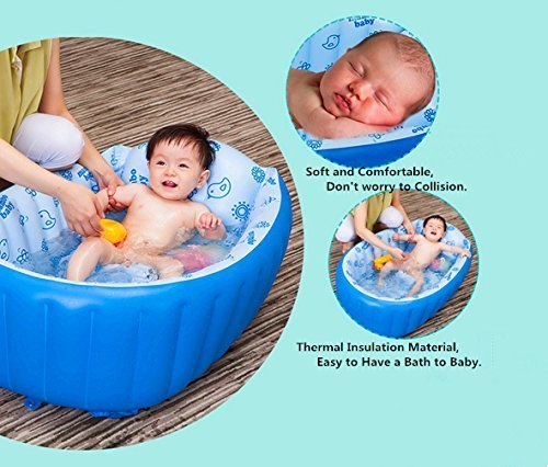 Movker Inflatable Baby Bathing Tubs and Seats,Baby Aerated Bathtub,Infant Portable Inflatable Shower Pool,Soft and Safty For 0 to 5 Years Old Baby (BLUE) - Thumbnail 2