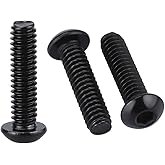 #10-24 x 3/4" (50 Pack) Button Head Socket Cap Screws Bolts, Stainless Steel 304 (18-8), Allen Hex Drive, Coarse Thread, Fully Threaded, Black Coated