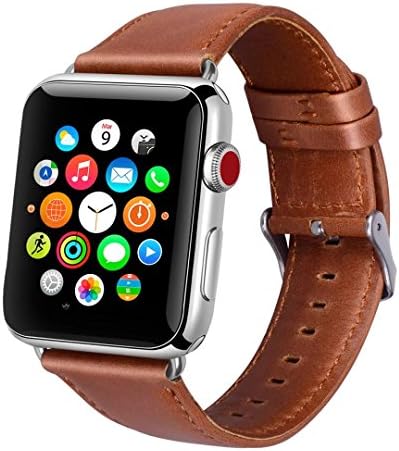 Apple Watch Band Leather 38mm, [New Version] Viodo iWatch Strap Premium Vintage Crazy Horse Genuine Leather Replacement Band for Apple Watch Series 3 Series 2 Series 1 Sport and Edition (Red Brown)