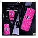 BlingSHD Plush Handbrake & Seatbelt Cover - 3 in 1 with Rhinestone Crown - Pink